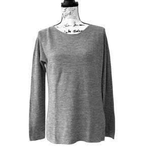 Eileen Fisher Women's Gray Sweater Virgin Wool Italy Long Sleeve Top Petite Smal